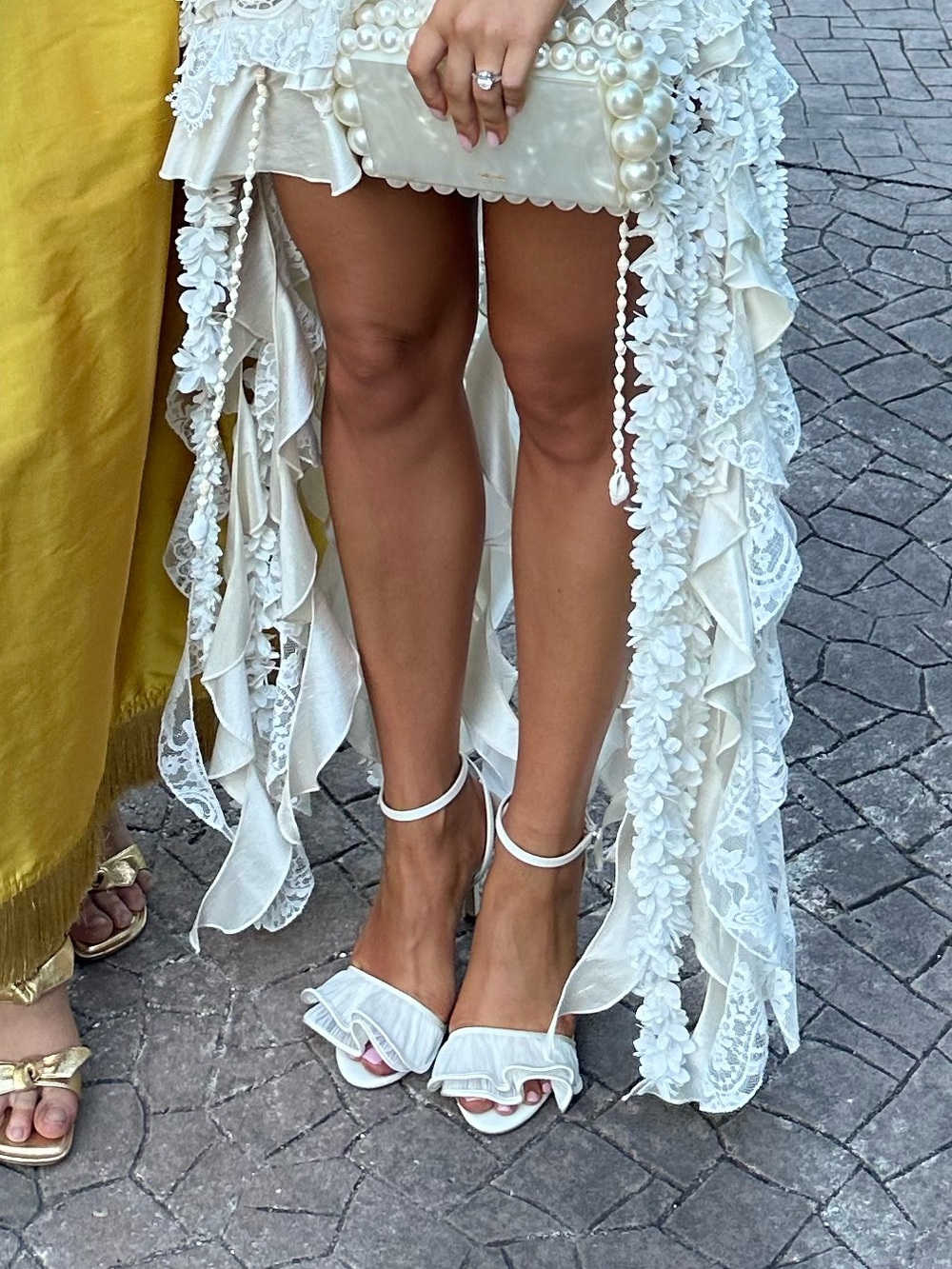 Loeffler Randall Ivory Ruffle Slingback Heels